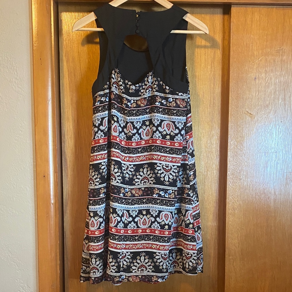 Ya Los Angeles Womens Mini Dress Small Paisley Patterned Vintage Black Blue Red - Picture 3 of 7